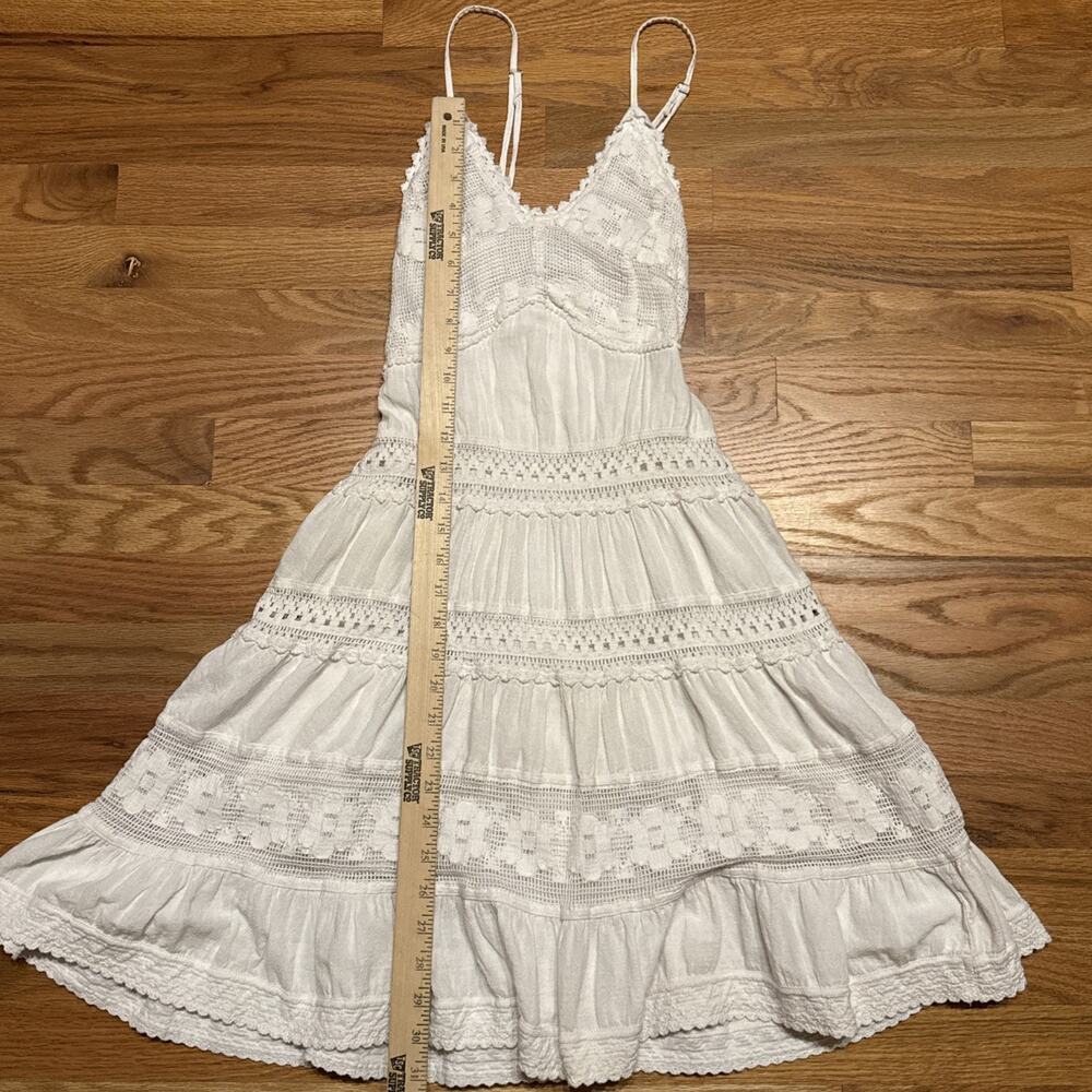 Scully Women's Cantina Spaghetti Strap Short Dress White Lace Boho Western SMALL - Picture 9 of 12